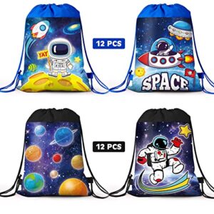 Beyton 24 PCS Outer Space Party Supplies Goodies Drawstring Bags,Space Galaxy Birthday Party favors bags For Boys Space theme birthday Party Decoration