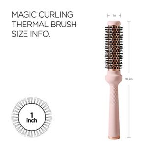 F3 Systems Magic Curling Thermal Brush(1 Inch), Cut Drying Time,Self-Standing Round Brush, Great Blowout, Ceramic Coated Barrel,Quick Styling Brush,Blowout Volume,Ionic Thermal Barrel,Volumizer,Styler