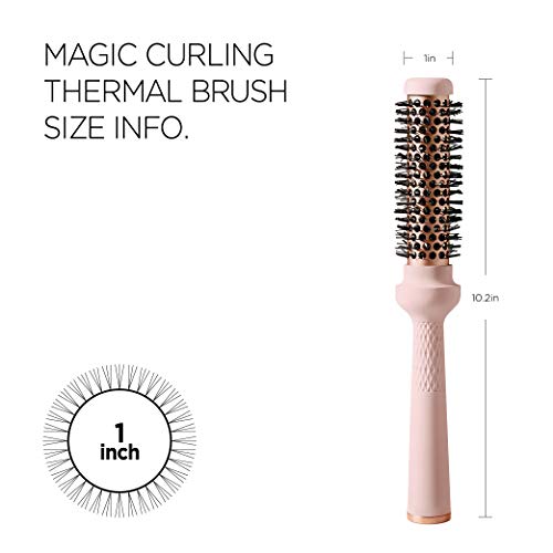 F3 Systems Magic Curling Thermal Brush(1 Inch), Cut Drying Time,Self-Standing Round Brush, Great Blowout, Ceramic Coated Barrel,Quick Styling Brush,Blowout Volume,Ionic Thermal Barrel,Volumizer,Styler