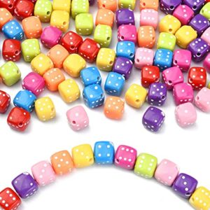 ur urlifehall 500 pcs opaque dice acrylic beads with polka dot pattern loose cube spacer beads for jewelry diy making
