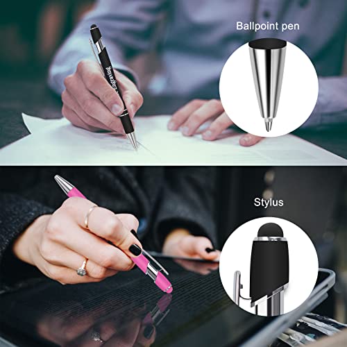 Personalized Pens with Stylus Tip - FREE PERSONALIZATION - Customized Stylus Ballpoint Pens with Your Name,Text,Message for Business,Graduation,Anniversaries-Custom Pens 12 pcs/pack (Assorted)