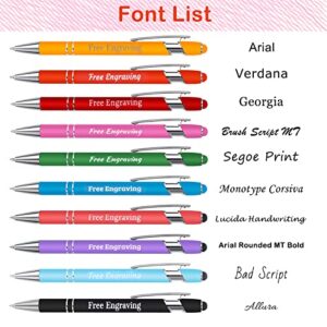 Personalized Pens with Stylus Tip - FREE PERSONALIZATION - Customized Stylus Ballpoint Pens with Your Name,Text,Message for Business,Graduation,Anniversaries-Custom Pens 12 pcs/pack (Assorted)