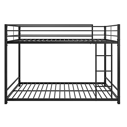 WXYNHHD Metal Bunk Bed Full-Over-Full Low Bunk Bed with Metal Frame and Ladder No Box Spring Needed Black