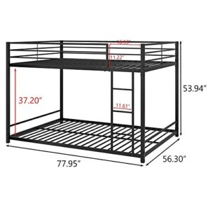 WXYNHHD Metal Bunk Bed Full-Over-Full Low Bunk Bed with Metal Frame and Ladder No Box Spring Needed Black