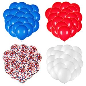 JOYYPOP 80Pcs Red White and Blue Latex Balloons with Confetti Balloons for 4th of July Decorations Independence Day Patriotic Anniversary