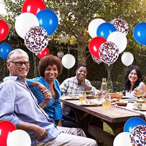 JOYYPOP 80Pcs Red White and Blue Latex Balloons with Confetti Balloons for 4th of July Decorations Independence Day Patriotic Anniversary