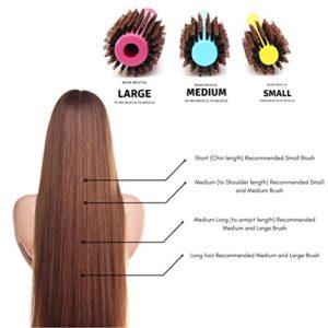 Round Brush, Boar Bristle Hair Brush for Women, Hair Straightening Brush or Curling Brush for Blow Dry, best Hair Dryer Brush and Best Hair Products. Large (70mm) by The Power Styler