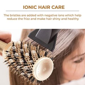 Vented Thermal Round Brush with Boar Bristles for Blow-drying, Curling Short Hair (Chin to Neck), Small Ceramic Roller (1.3" Barrel, 2.4" with Bristles)