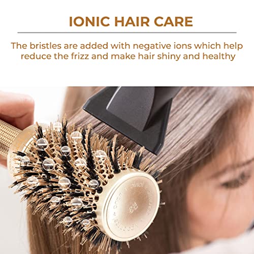 Vented Thermal Round Brush with Boar Bristles for Blow-drying, Curling Short Hair (Chin to Neck), Small Ceramic Roller (1.3" Barrel, 2.4" with Bristles)