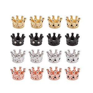 16 PCS Crown Beads, Crown Spacer Beads, Crown Pendant Inlaid with Zircon Loose Beads, for Bracelet Necklace Jewelry DIY Accessories