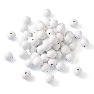 100pcs painted white wood beads 25mm round european large hole beads natural wooden painted loose spacer ball beads with 5.5mm large hole beads charms for diy jewelry making home decor