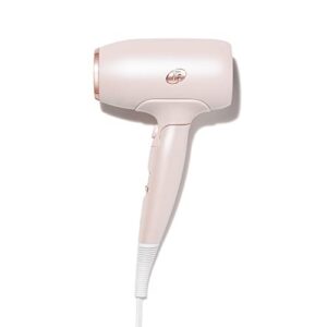 t3 afar lightweight travel-size hair dryer with auto dual voltage, folding handle and storage bag, fast drying, lightweight and ergonomic, frizz smoothing, multiple heat and speed combinations