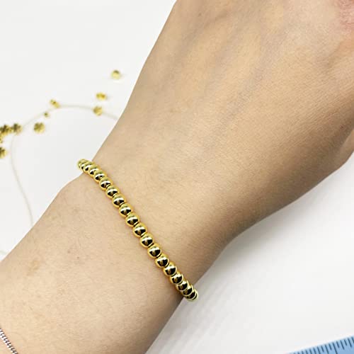 MMvolesy 6mm 14K DIY Jewelry Handmade Beaded Beads Gold Plated Brass Beads Long-Lasting Round Smooth Spacer Beads Seamless Gold Metal Beads for Stackable Necklace, Bracelet, Earring Making (300Pc)