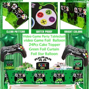 Video Game On Theme Birthday Party Decorations Set Happy Birthday Banner Balloons Tablecloth Foil Curtain Cake Toppers For Birthday Party, Boys Party, Family Party Supplies