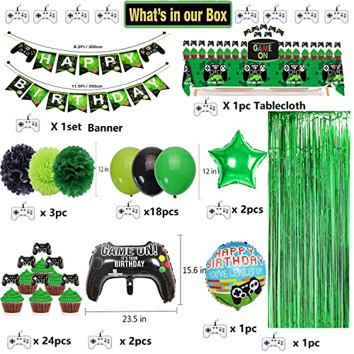 Video Game On Theme Birthday Party Decorations Set Happy Birthday Banner Balloons Tablecloth Foil Curtain Cake Toppers For Birthday Party, Boys Party, Family Party Supplies