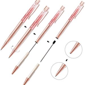 ZZTX 10 Pcs Rose Gold Ballpoint Pens Metal Pen Bling Dynamic Liquid Sand Pen With Refills Black Ink Office Supplies Gift Pens For Christmas Wedding Birthday