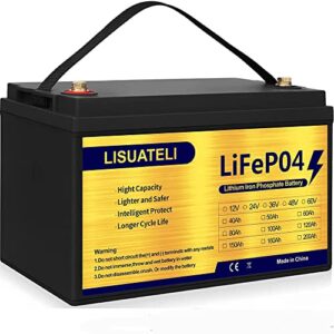 lisuateli 12v 100ah lifepo4 lithium batteries up to 3000-7000 deep cycles for golf cart solar rv camper marine battery (12v100ah black)