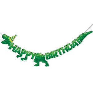 watercolor dinosaur happy birthday banner - dinosaur birthday party decorations for boys kids dino theme party supplies t-rex hanging wall decor pre-strung