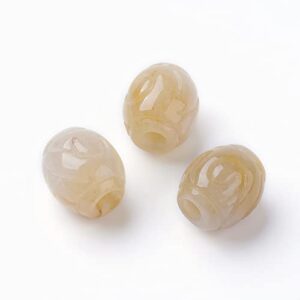 Fashewelry 10pcs Large 4mm Hole Barrel Stone Beads 14x13mm Natural Dyed Myanmar Jade Spacer Bead Silde Charms Fit for European Bracelet Snake Chain Necklace Making