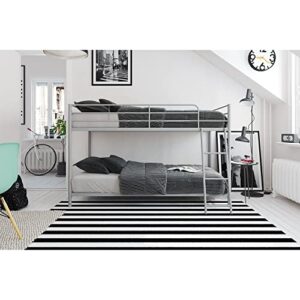 Junior Loft Bed Frame with Ladder, Twin-Over-Twin Bunk Bed with Metal Frame and Ladder with Safety Guard Rail & Sturdy Inclined Ladder,No Box Spring Needed,Twin,Black