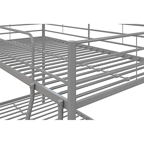 Junior Loft Bed Frame with Ladder, Twin-Over-Twin Bunk Bed with Metal Frame and Ladder with Safety Guard Rail & Sturdy Inclined Ladder,No Box Spring Needed,Twin,Black