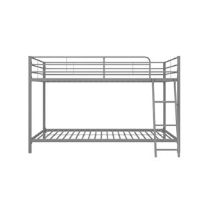 Junior Loft Bed Frame with Ladder, Twin-Over-Twin Bunk Bed with Metal Frame and Ladder with Safety Guard Rail & Sturdy Inclined Ladder,No Box Spring Needed,Twin,Black
