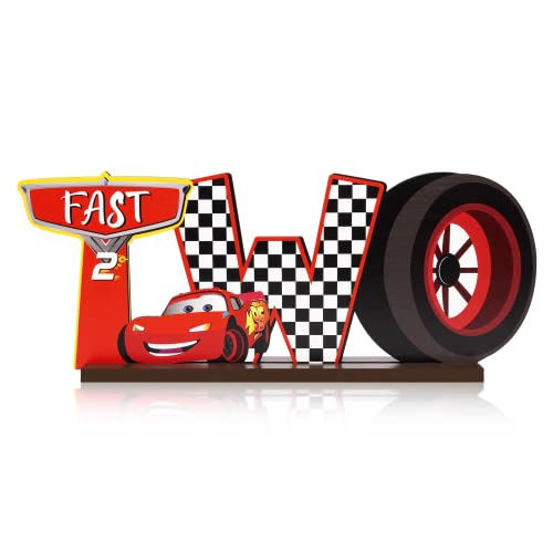 AccontOche Race Car Two Letter Sign Table Centerpieces Two Fast Theme Table Wooden Decoration Let’s Go Racing Party Supplies Favors for 2nd Birthday Boys Kids Teens Baby Shower Photo Booth Props