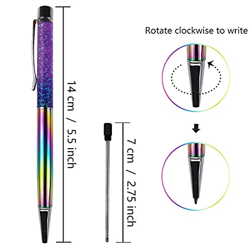 Oddmoal Fancy Metal Ballpoint Pens Floating Glitter Dynamic Liquid Sand Pen for Office Supplies, Black Ink, 12 Count(Mixed Color)