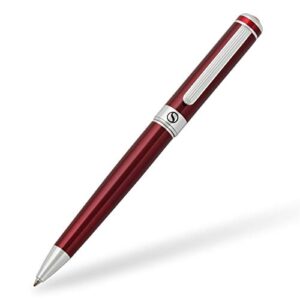 Scriveiner Deep Crimson Ballpoint Pen - Stunning Red Lacquer Luxury Pen, Chrome Finish, Schmidt Black Refill, Best Ball Pen Gift Set for Men & Women, Professional Executive Office, Nice Designer Pen