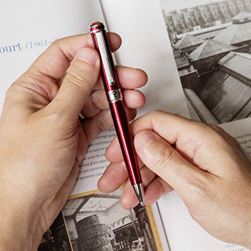 Scriveiner Deep Crimson Ballpoint Pen - Stunning Red Lacquer Luxury Pen, Chrome Finish, Schmidt Black Refill, Best Ball Pen Gift Set for Men & Women, Professional Executive Office, Nice Designer Pen