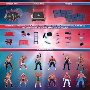 ToyVelt 32-Piece Wrestling Toys for Kids - Wrestler Warriors Toys with Ring & Realistic Accessories - Fun Miniature Fighting Action Figures Includes 2 Rings - Great Gift for Boys and Girls