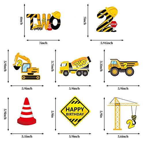 Luxiocio 30Pcs Construction Birthday Hanging Swirls Decorations Party Supplies, Dump Truck 2nd Theme Decor for Boys, Caution Signs Excavator Bulldozers Ceiling