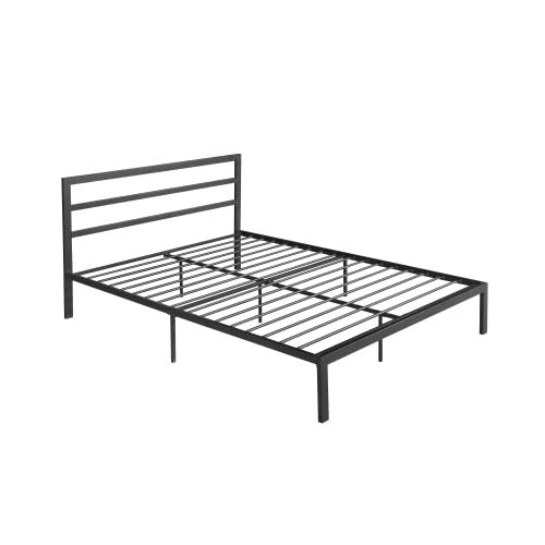 Ochangqi 14 Inch Queen Size Bed Frame Metal Platform Bed with Spindle Headboard Footboard/Mattress Foundation/No Box Spring Needed/Underbed Storage Space/Steel Slat Support/Easy Set up, Black