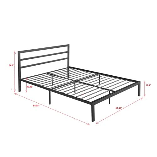 Ochangqi 14 Inch Queen Size Bed Frame Metal Platform Bed with Spindle Headboard Footboard/Mattress Foundation/No Box Spring Needed/Underbed Storage Space/Steel Slat Support/Easy Set up, Black