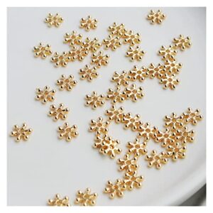 genigw 10pcs 14k gold color plated snowflake beads spacer beads diy jewelry accessories
