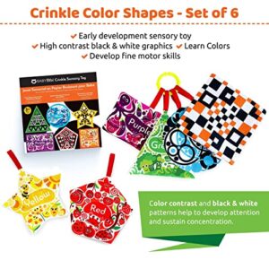 High Contrast Crinkle Paper Shapes - Baby Sensory Toys for Visual Development, Tummy Time - Crib, Stroller & Car Seat Crinkle Toys for Babies & Infants 3 Months+