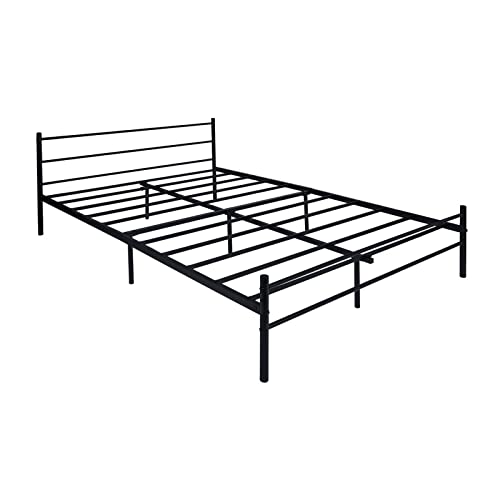 Aokarry Bed Frame Full Size, Metal Bed Frame Full Size with Headboard and Footboard Single Platform Mattress Base, Metal Tube Full Size, Black No Box Spring Needed