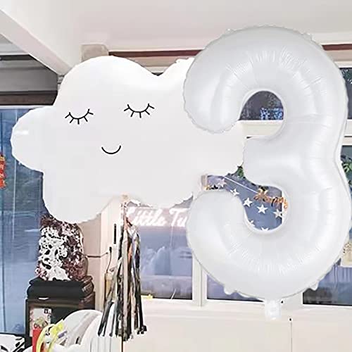 On Cloud 4 White Balloons Banner on Cloud 4TH Birthday Party Decorations for 4 Year Old Girl 4th Birthday Party Invite Decorations, 4 Years Old Birthday Balloon,4th Party Supplies Cloud Balloon