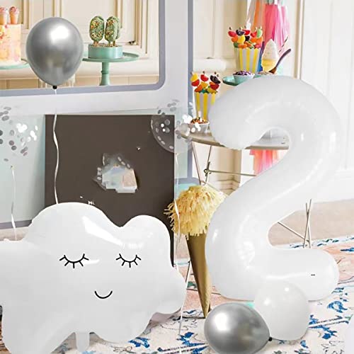 On Cloud 4 White Balloons Banner on Cloud 4TH Birthday Party Decorations for 4 Year Old Girl 4th Birthday Party Invite Decorations, 4 Years Old Birthday Balloon,4th Party Supplies Cloud Balloon