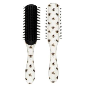 denman curly hair brush d3 (bee) 7 row styling brush for detangling, separating, shaping and defining curls - for women and men