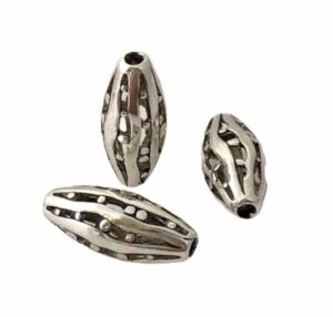 beads for jewelry making, bracelet, earring and necklace 10 tibetan antiqued silver 18mm hollow stripe dots cutout long oval spacer