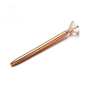 PASISIBICK 20 Rose Gold Diamond Pens Bling Diamond Gem Pen Décor Gifts for Women Bridesmaid Coworkers Bulk Crystal Metal Ballpoint Pens Black Ink(Rose Gold)