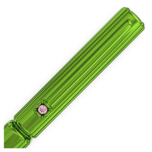SWAROVSKI Green Rollerball Pen with Cushion Cut Pink Crystals & Black Ink