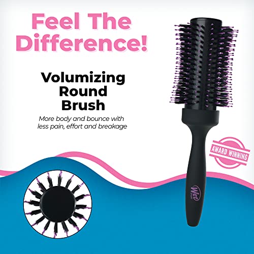 Wet Brush Volume & Body Round Brush for Fine to Medium Hair - Volumizing Salon Blow-Out with Less Pain, Effort & Breakage - Professional & Lightweight Natural Boar Bristle Detangles and Removes Knots