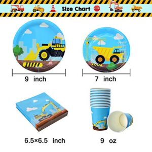 Construction Themed Birthday Party Supplies for Boys - Dump Truck and Tractor Party Decorations Set For Kids,Include Plates,Cups,Napkins,Balloon,Tablecloth and Banner,24 Guests,235 Pcs