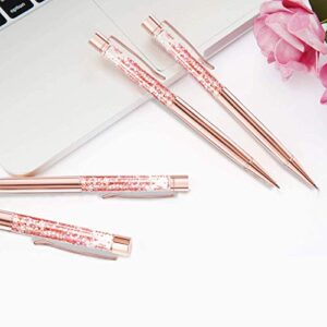 ZZTX 10 Pcs Rose Gold Ballpoint Pens Metal Pen Bling Dynamic Liquid Pieces Pen With Refills Black Ink Office Supplies Gift Pens For Christmas Wedding Birthday