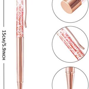 ZZTX 10 Pcs Rose Gold Ballpoint Pens Metal Pen Bling Dynamic Liquid Pieces Pen With Refills Black Ink Office Supplies Gift Pens For Christmas Wedding Birthday