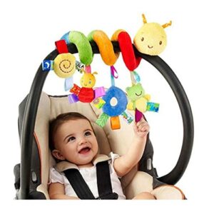 mixcut infant stroller toy, baby spiral activity hanging toys, infant baby worm crib bed around rattle bell cartoon insect stroller hanging stuffed wrap spiral safety plush toys, car seat toy for kids