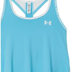 Under Armour Girls' Knockout Tank Top , Fresco Blue (481)/White , Youth X-Large