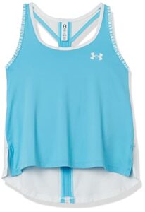 under armour girls' knockout tank top , fresco blue (481)/white , youth x-large